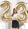 40 Inch Light Gold 21 Number Balloons White Gold Giant 12 Foil Mylar Helium Large (Light Gold 21)